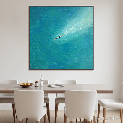 BUYARTVIEW Aqua Solitude – Minimalist Ocean Scene Oil Painting - image 5