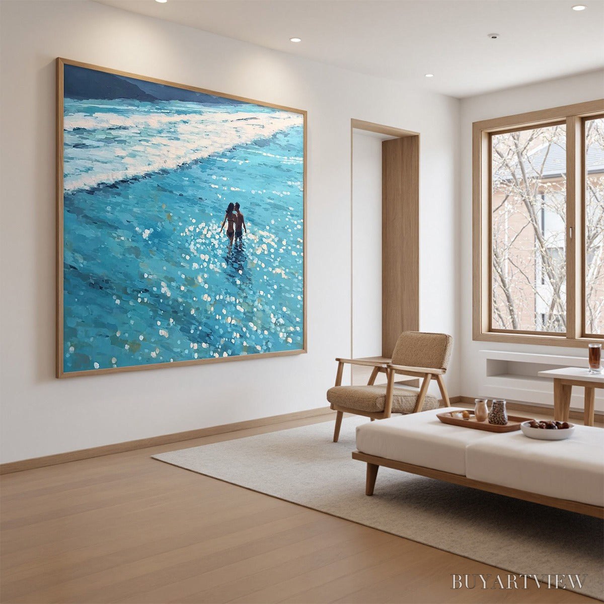 BUYARTVIEW Ocean Embrace – Romantic Beach Scene Oil Painting - image 3