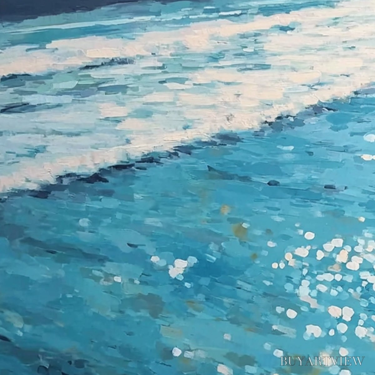 BUYARTVIEW Ocean Embrace – Romantic Beach Scene Oil Painting - image 6