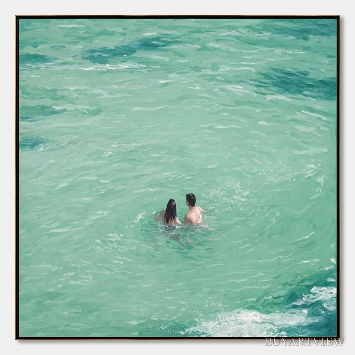 BUYARTVIEW Ocean Embrace – Minimalist Beach Scene Oil Painting - image 1