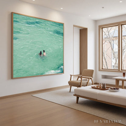BUYARTVIEW Ocean Embrace – Minimalist Beach Scene Oil Painting - image 3