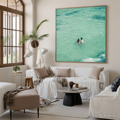 BUYARTVIEW Ocean Embrace – Minimalist Beach Scene Oil Painting - image 5
