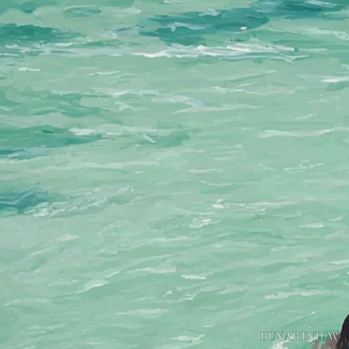 BUYARTVIEW Ocean Embrace – Minimalist Beach Scene Oil Painting - image 6