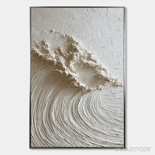 BUYARTVIEW White Wave – Textured Minimalist 3D Oil Painting - image 1