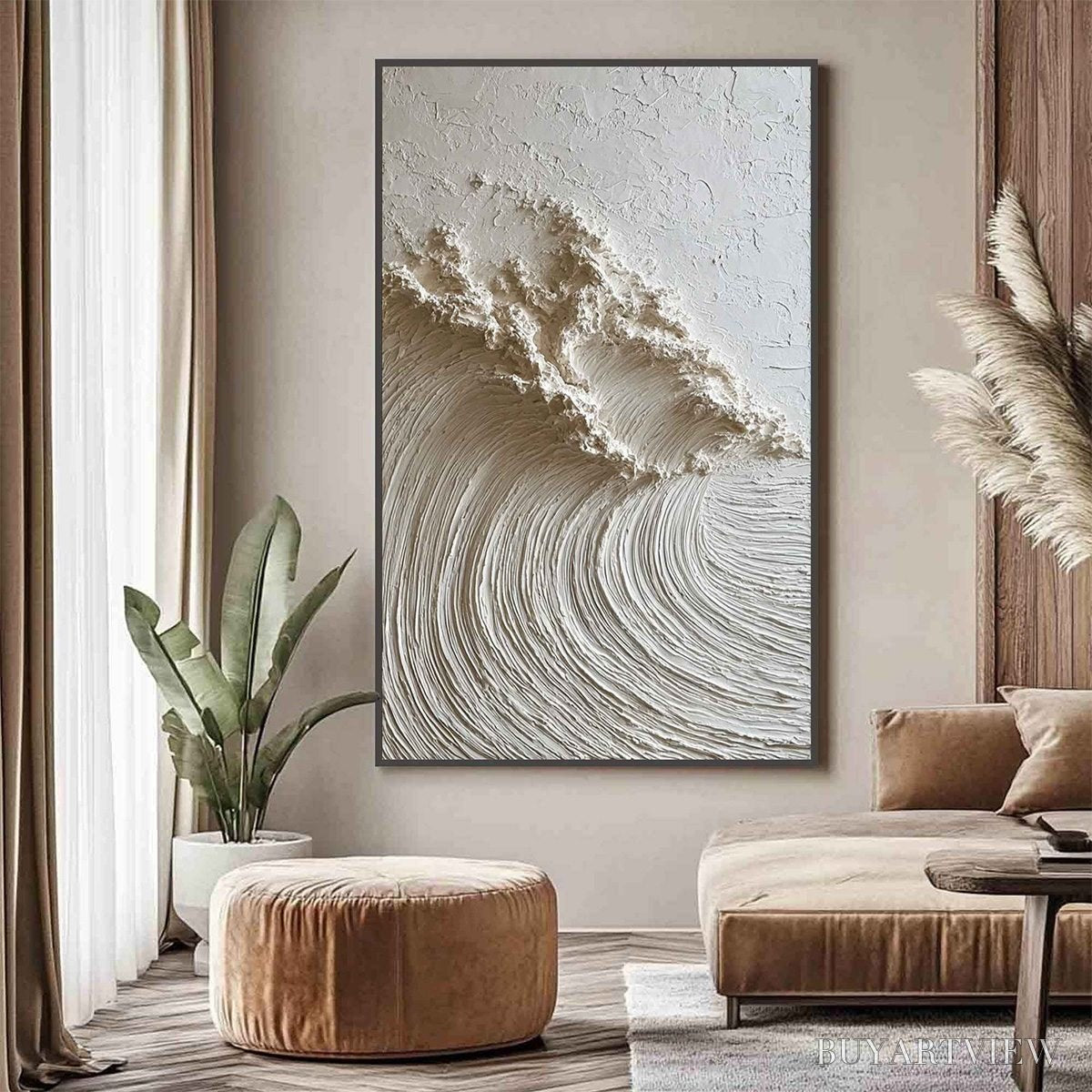 BUYARTVIEW White Wave – Textured Minimalist 3D Oil Painting - image 5