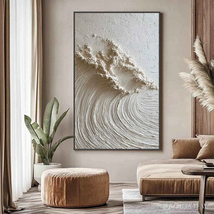 BUYARTVIEW White Wave – Textured Minimalist 3D Oil Painting - image 5
