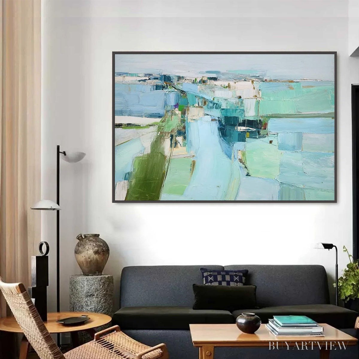 BUYARTVIEW Azure Dream – Textured Abstract Landscape Oil Painting - image 2