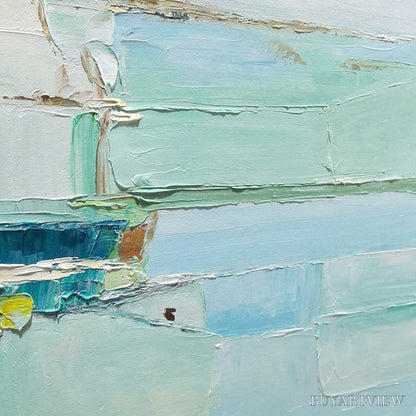 BUYARTVIEW Azure Dream – Textured Abstract Landscape Oil Painting - image 3