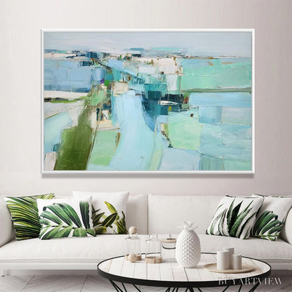 BUYARTVIEW Azure Dream – Textured Abstract Landscape Oil Painting - image 5