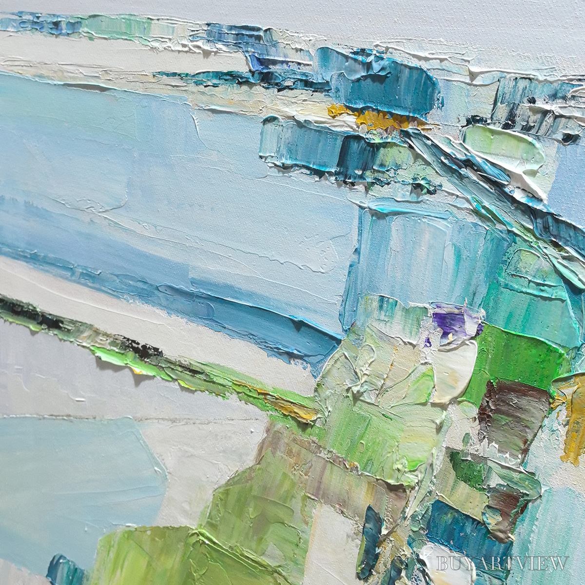 BUYARTVIEW Azure Dream – Textured Abstract Landscape Oil Painting - image 6