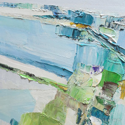 BUYARTVIEW Azure Dream – Textured Abstract Landscape Oil Painting - image 6