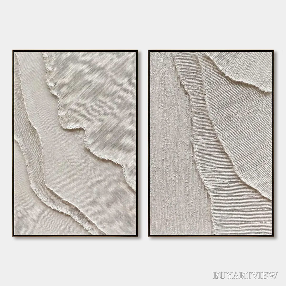 BUYARTVIEW Etched in Stone – Textured Minimalist Abstract Diptych - image 1