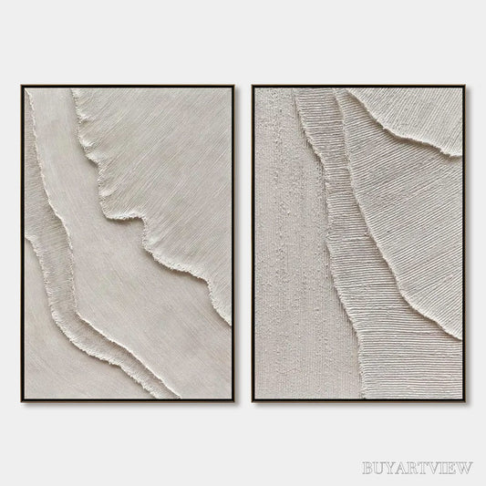 BUYARTVIEW Etched in Stone – Textured Minimalist Abstract Diptych - image 1