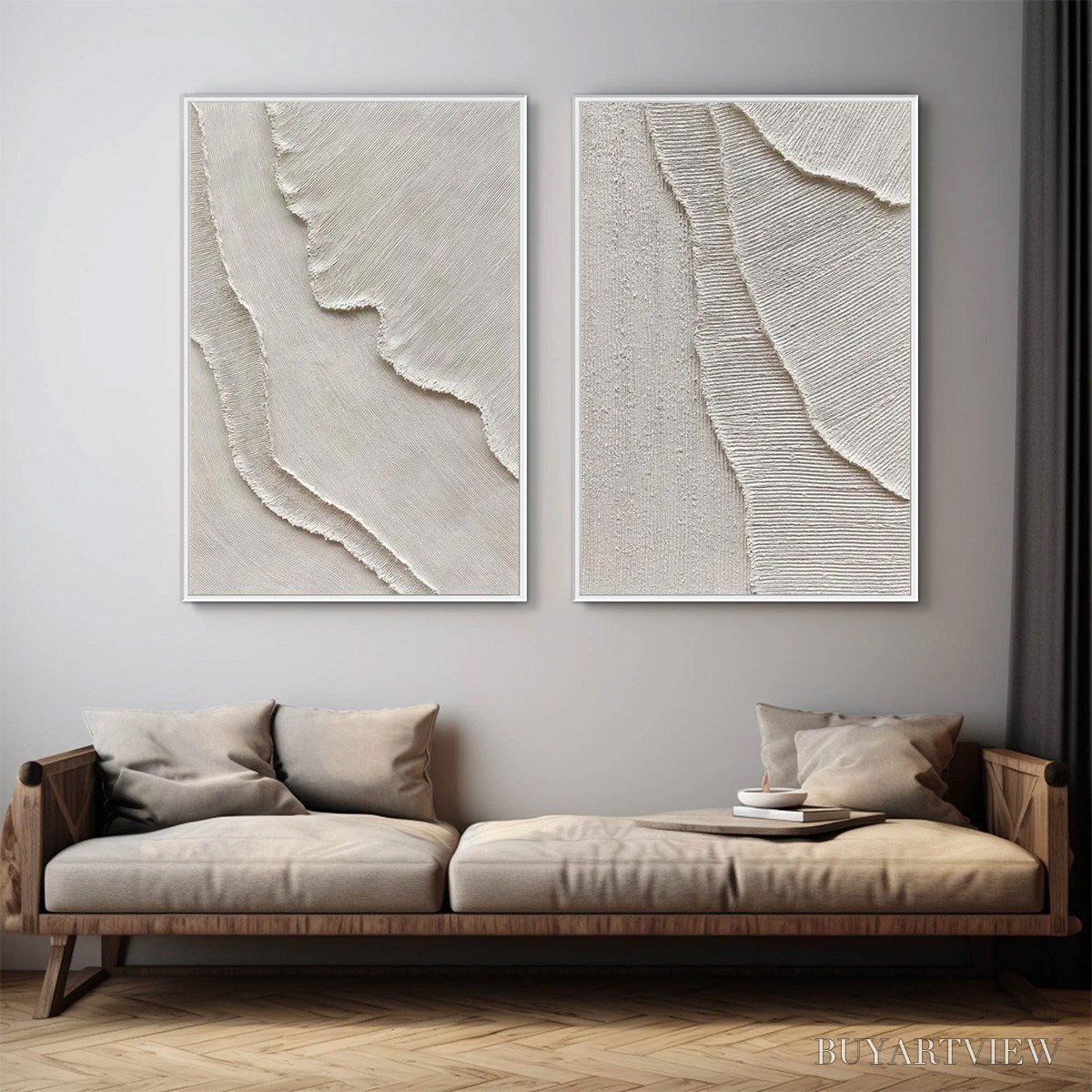 BUYARTVIEW Etched in Stone – Textured Minimalist Abstract Diptych - image 5
