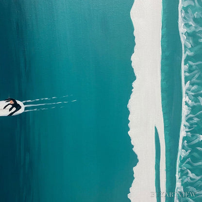 BUYARTVIEW Ocean'S Three – Minimalist Aerial Surfing Scene Oil Painting - image 3