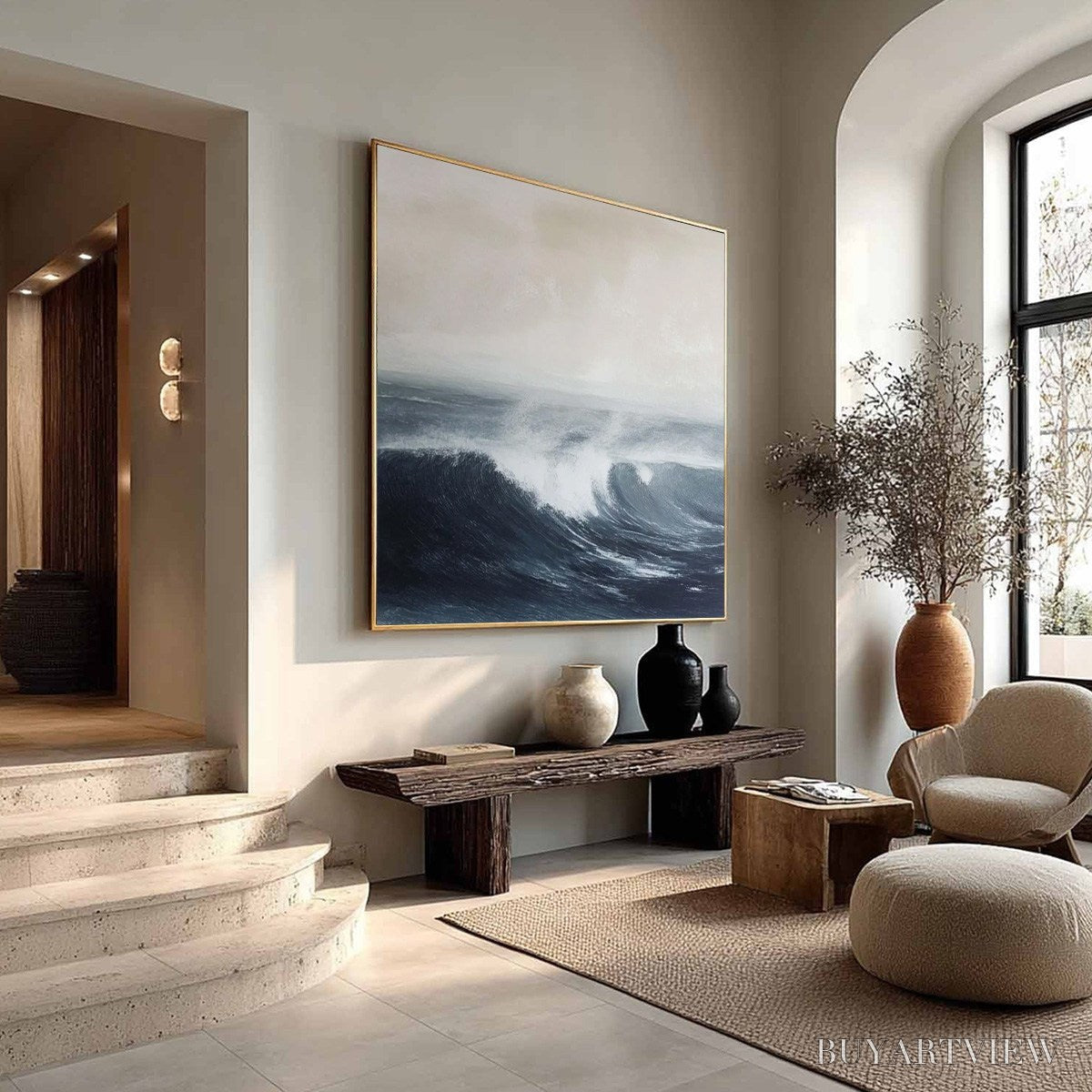 BUYARTVIEW Ocean'S Embrace – Atmospheric Coastal Seascape Oil Painting - image 4