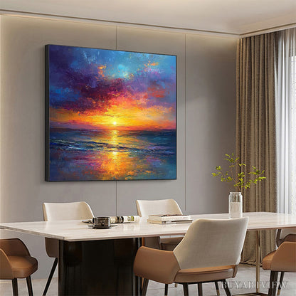 BUYARTVIEW Golden Hour – Vibrant Sunset Seascape Oil Painting - image 4