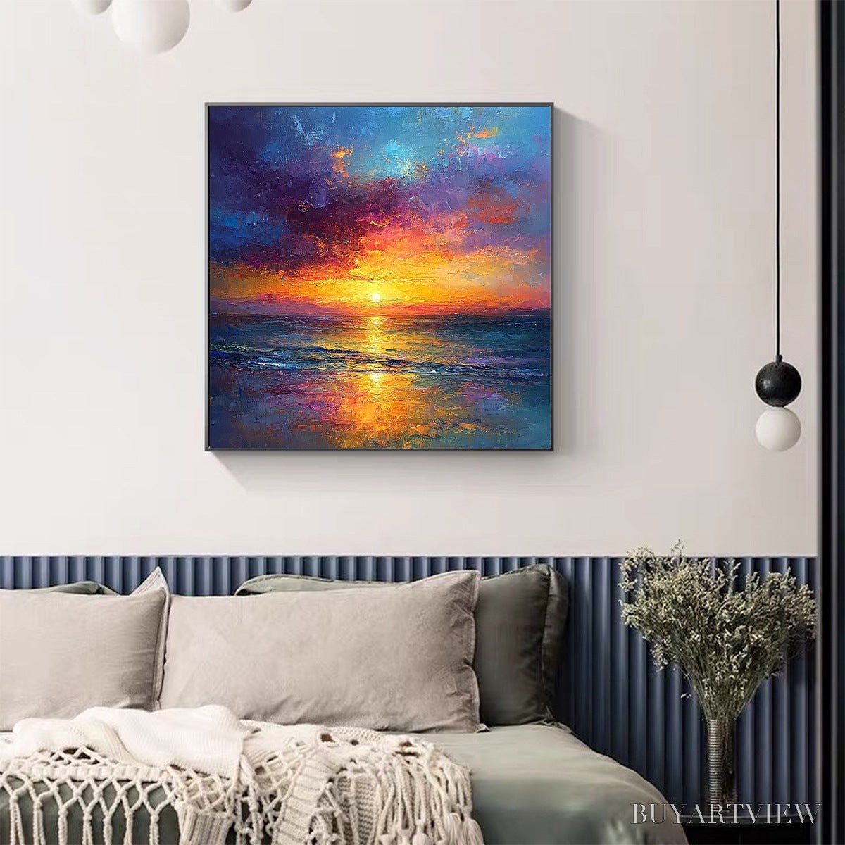 BUYARTVIEW Golden Hour – Vibrant Sunset Seascape Oil Painting - image 6