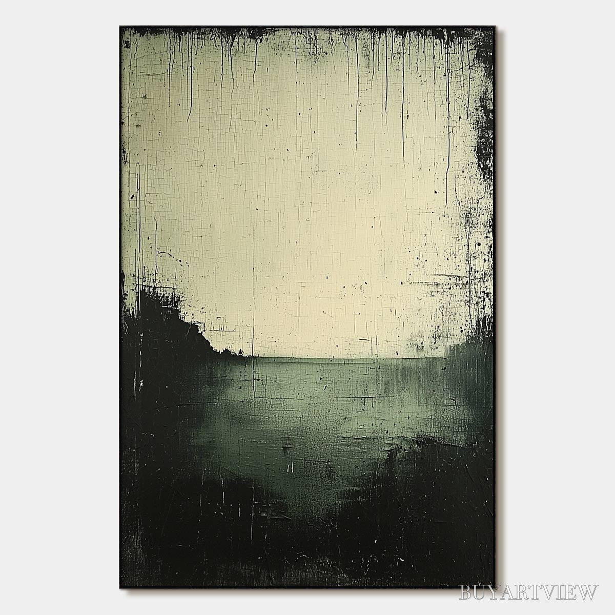 BUYARTVIEW Emerald Mist – Textured Wabi-Sabi Seascape Oil Painting - image 1
