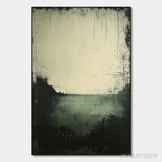 BUYARTVIEW Emerald Mist – Textured Wabi-Sabi Seascape Oil Painting - image 1