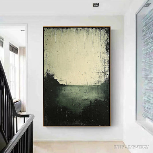 BUYARTVIEW Emerald Mist – Textured Wabi-Sabi Seascape Oil Painting - image 2