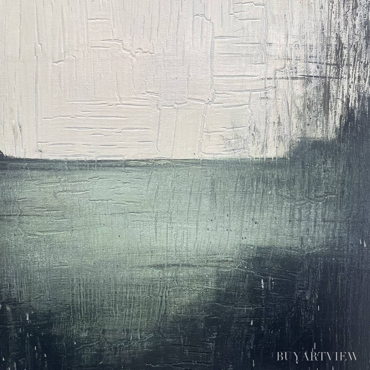 BUYARTVIEW Emerald Mist – Textured Wabi-Sabi Seascape Oil Painting - image 3
