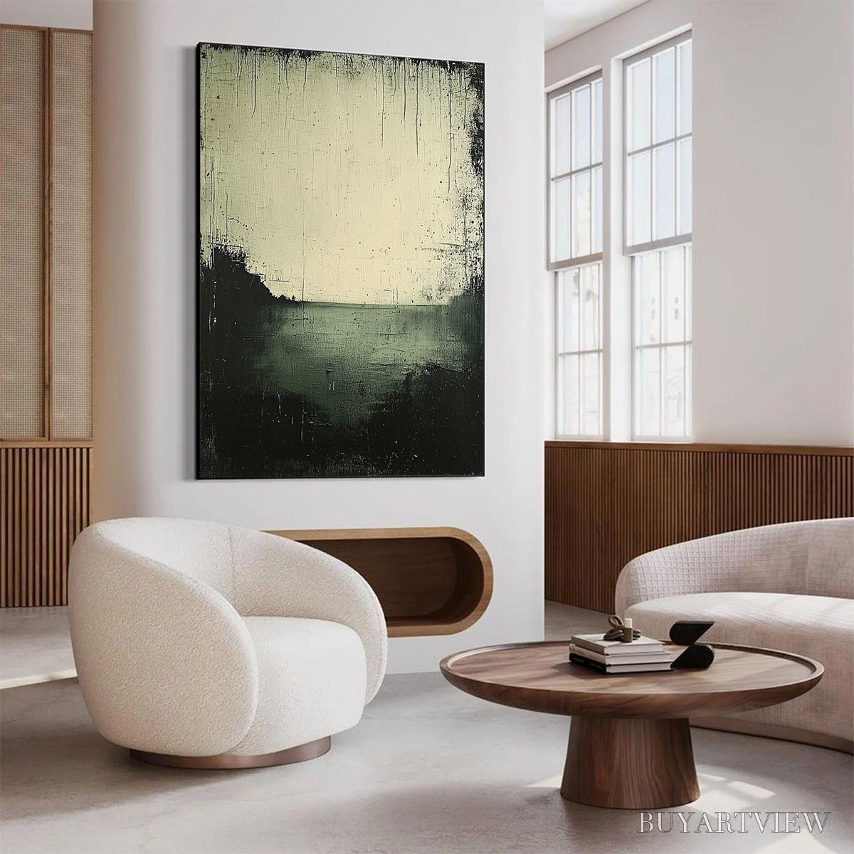 BUYARTVIEW Emerald Mist – Textured Wabi-Sabi Seascape Oil Painting - image 4