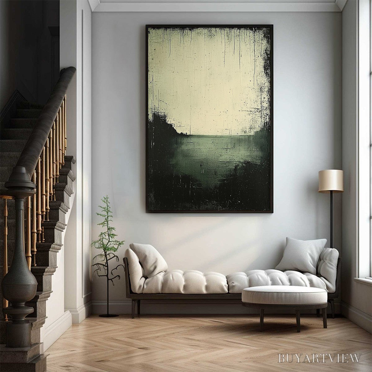 BUYARTVIEW Emerald Mist – Textured Wabi-Sabi Seascape Oil Painting - image 6