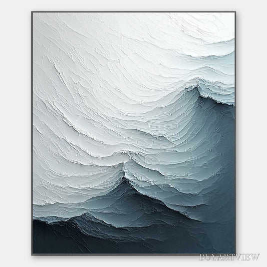 BUYARTVIEW Frozen Tide – Textured Monochromatic Oil Painting - image 1