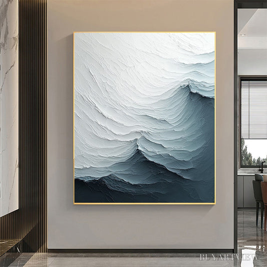 BUYARTVIEW Frozen Tide – Textured Monochromatic Oil Painting - image 2