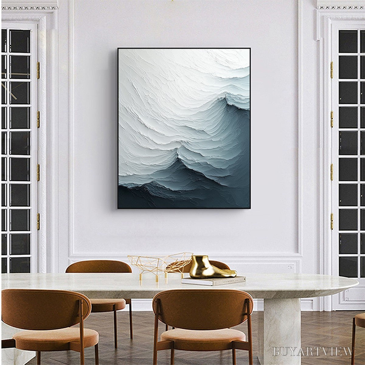 BUYARTVIEW Frozen Tide – Textured Monochromatic Oil Painting - image 4
