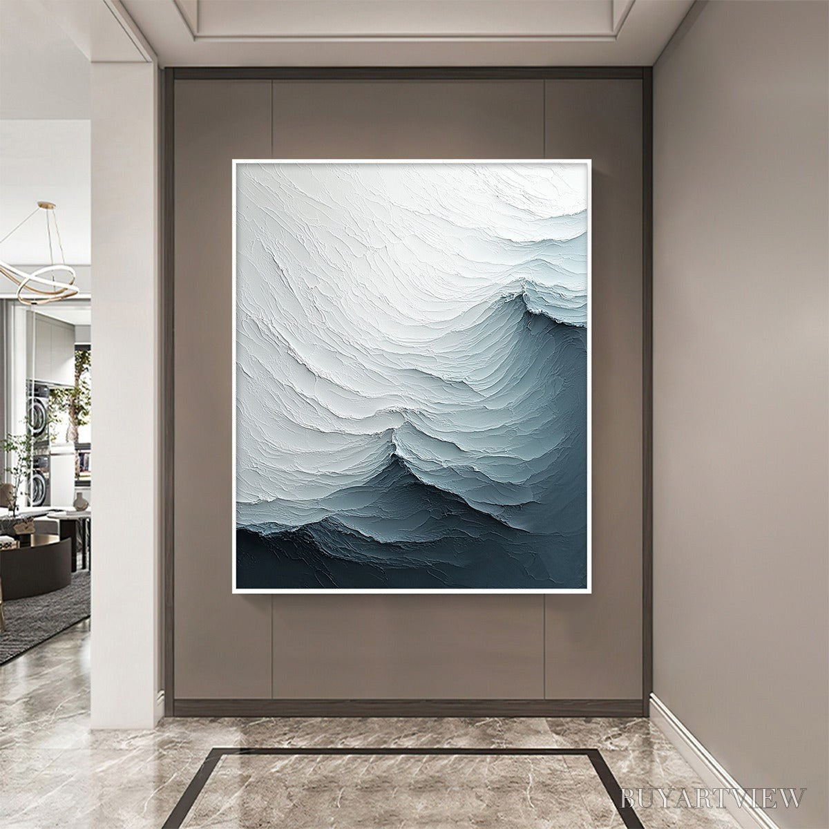 BUYARTVIEW Frozen Tide – Textured Monochromatic Oil Painting - image 5