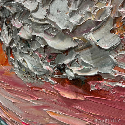 BUYARTVIEW Sunset Surge – Textured Impasto Ocean Wave Oil Painting - image 3