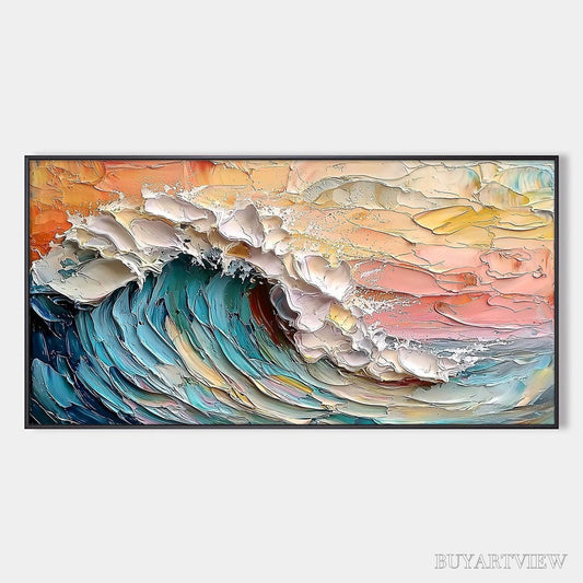 BUYARTVIEW Ocean'S Embrace – Textured Impasto Ocean Wave Oil Painting - image 1
