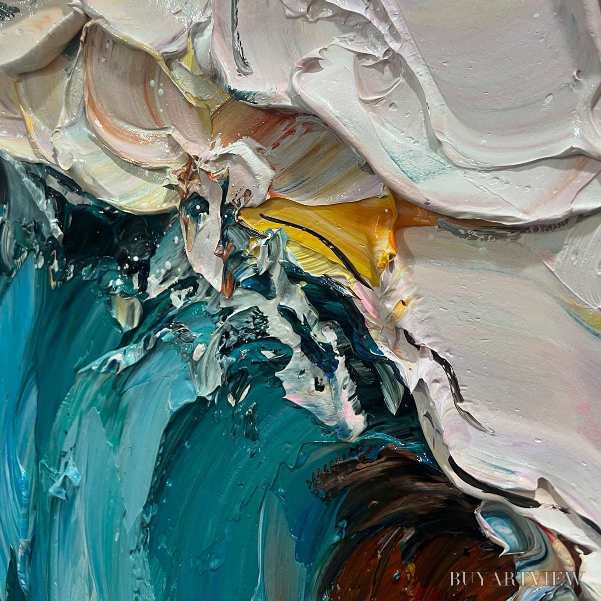 BUYARTVIEW Ocean'S Embrace – Textured Impasto Ocean Wave Oil Painting - image 5