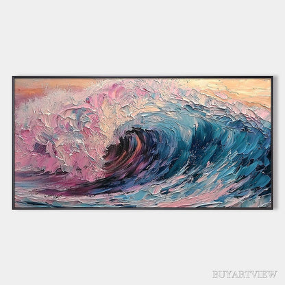 BUYARTVIEW Crystal Crest – Textured Impasto Ocean Wave Oil Painting - image 1