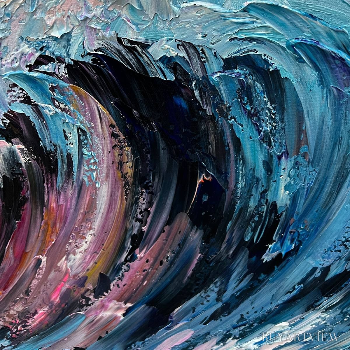 BUYARTVIEW Crystal Crest – Textured Impasto Ocean Wave Oil Painting - image 5