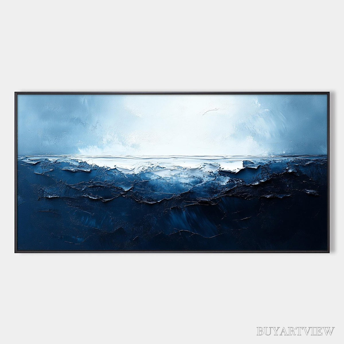 BUYARTVIEW Twilight Sea – Textured Abstract Ocean Oil Painting in Blue - image 1