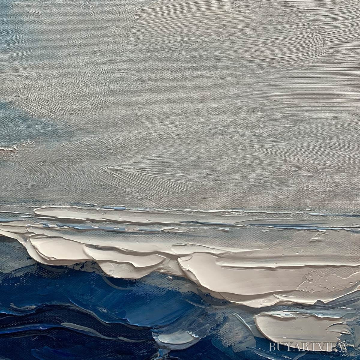 BUYARTVIEW Twilight Sea – Textured Abstract Ocean Oil Painting in Blue - image 3
