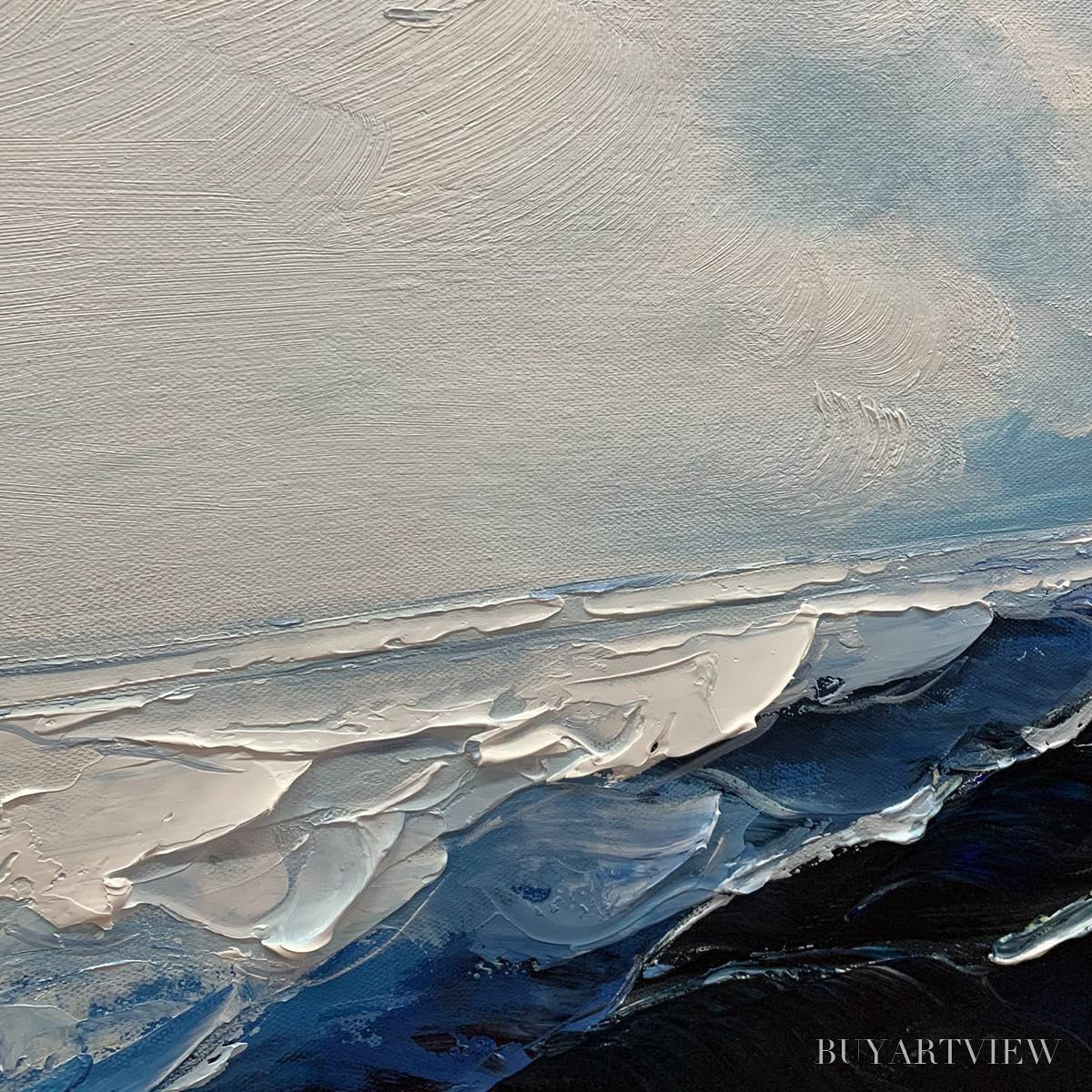 BUYARTVIEW Twilight Sea – Textured Abstract Ocean Oil Painting in Blue - image 5