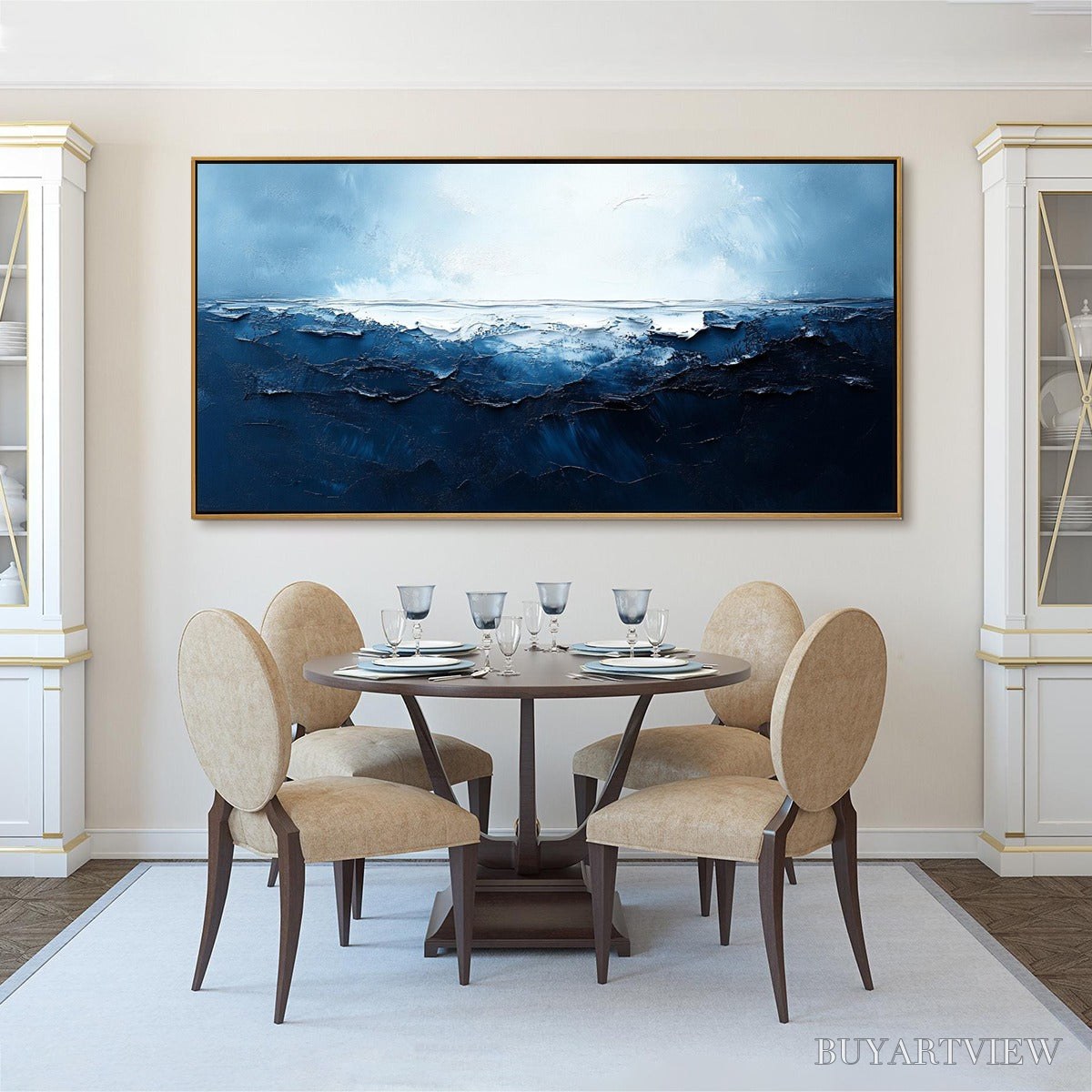 BUYARTVIEW Twilight Sea – Textured Abstract Ocean Oil Painting in Blue - image 6