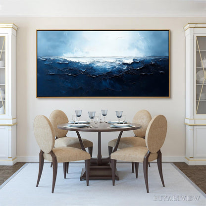 BUYARTVIEW Twilight Sea – Textured Abstract Ocean Oil Painting in Blue - image 6