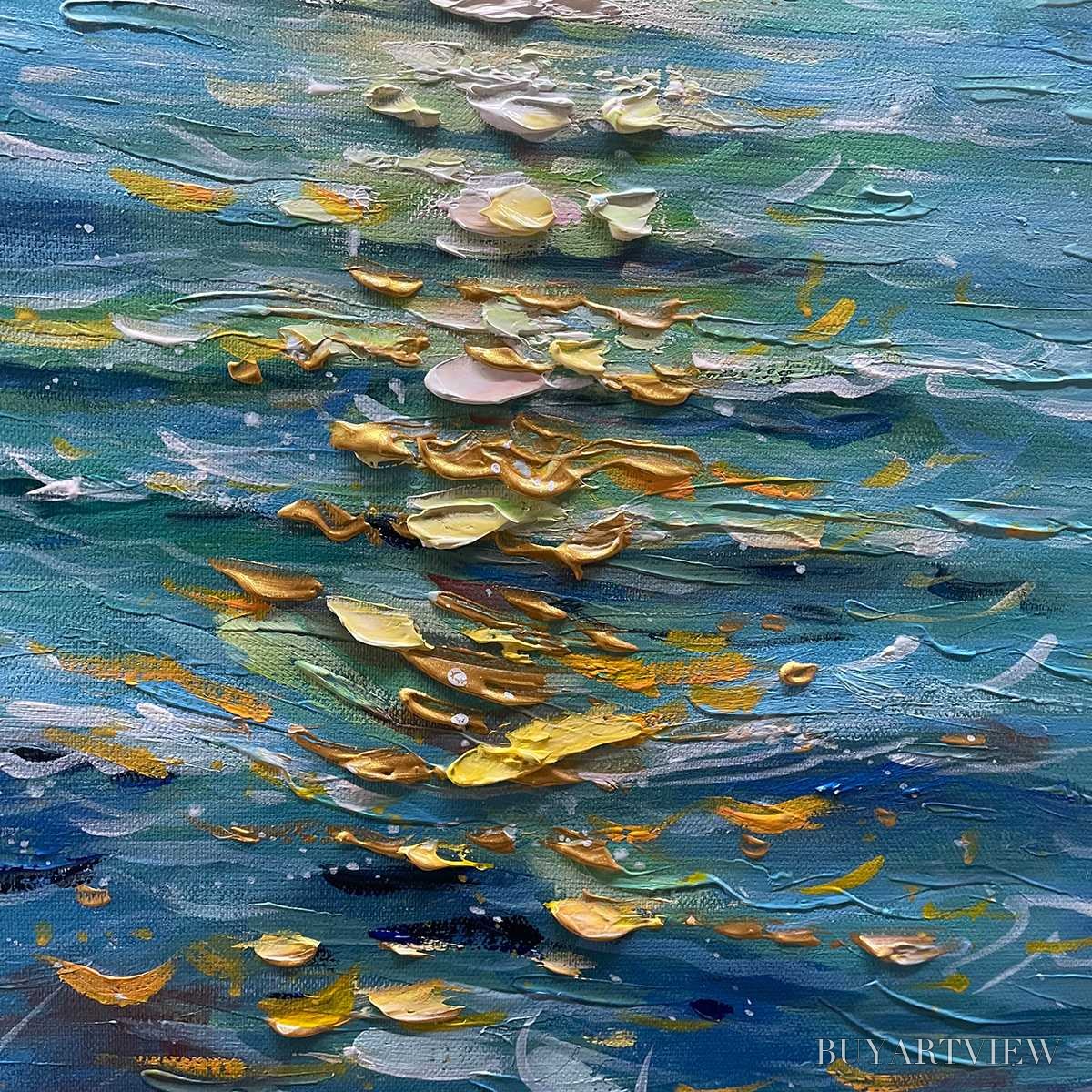 BUYARTVIEW Golden Hour – Textured Sunset Seascape Oil Painting - image 5