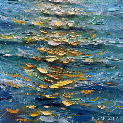 BUYARTVIEW Golden Hour – Textured Sunset Seascape Oil Painting - image 5