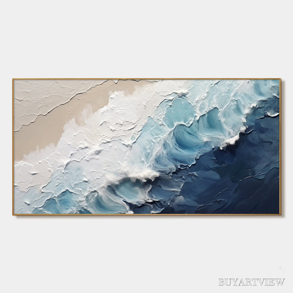 BUYARTVIEW Crashing Waves – Textured Coastal Seascape Oil Painting - image 1