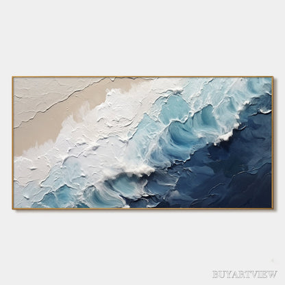 BUYARTVIEW Crashing Waves – Textured Coastal Seascape Oil Painting - image 1