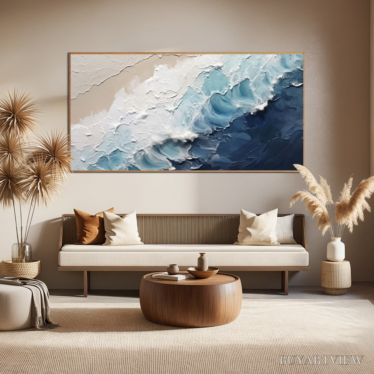 BUYARTVIEW Crashing Waves – Textured Coastal Seascape Oil Painting - image 2
