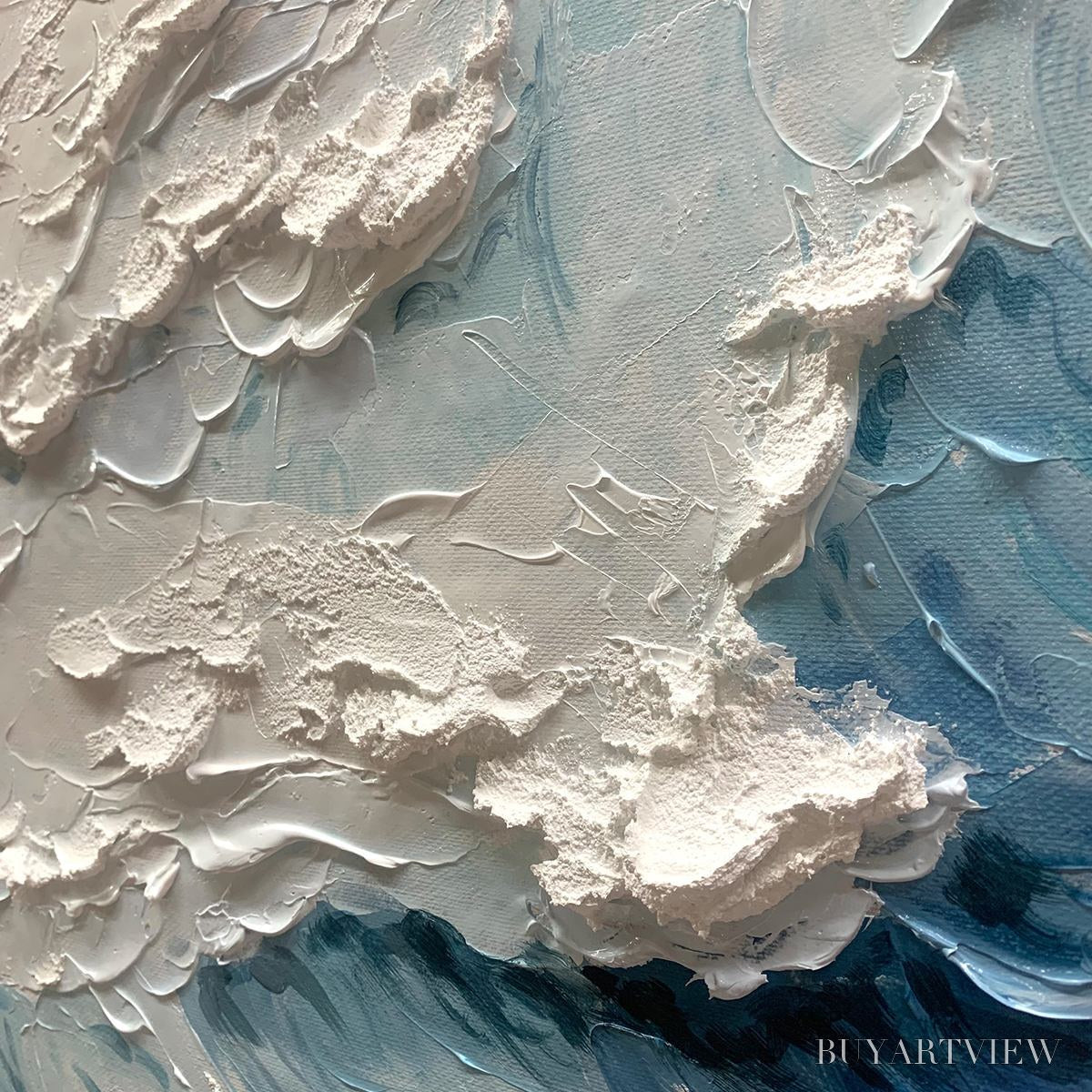 BUYARTVIEW Crashing Waves – Textured Coastal Seascape Oil Painting - image 3