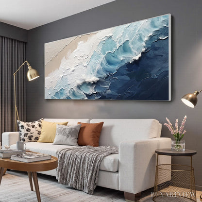 BUYARTVIEW Crashing Waves – Textured Coastal Seascape Oil Painting - image 4