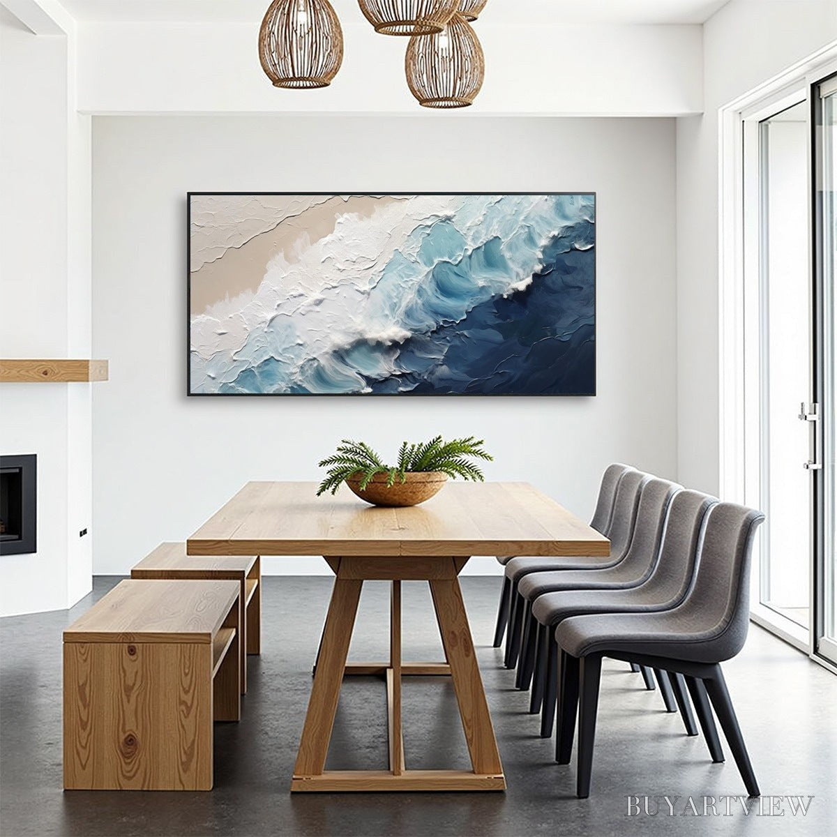 BUYARTVIEW Crashing Waves – Textured Coastal Seascape Oil Painting - image 5